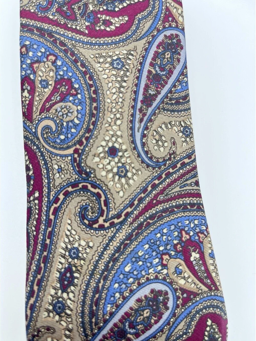Coach and Four Mens Tie Paisley Red Blue Retro Narrow 3